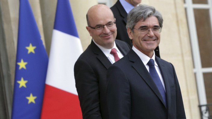 President and Chief Executive Officer of Siemens AG Joe Kaeser leaves the Elysee Palace in Paris