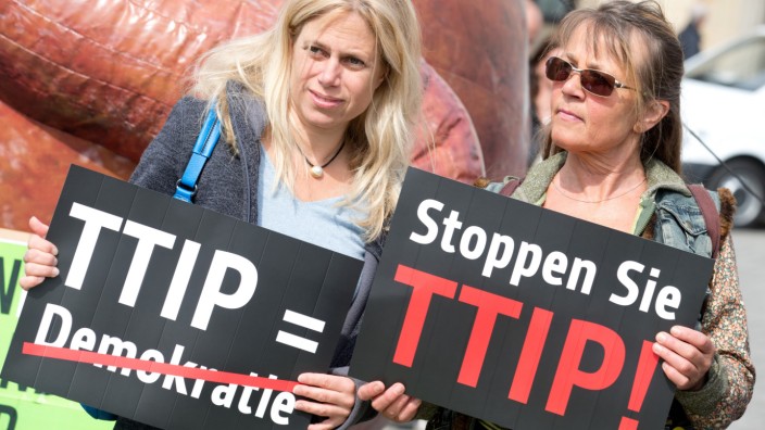 Protestaktion gegen das EU-US-Freihandelsabkommen TTIP