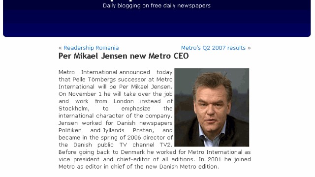 Gratiszeitungen: "Vielleicht braucht man einen Außenseiter, der es tut." Metro-Chef Per Mikael Jensen.
