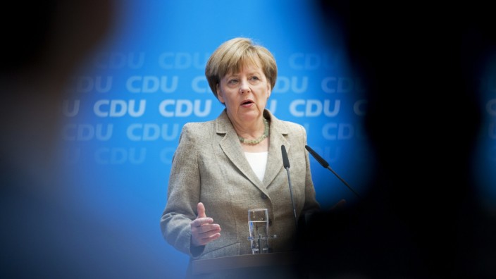 Bundeskanzlerin Angela Merkel nach der Europawahl