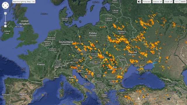 Meteorologie: Screenshot lightningmaps.org