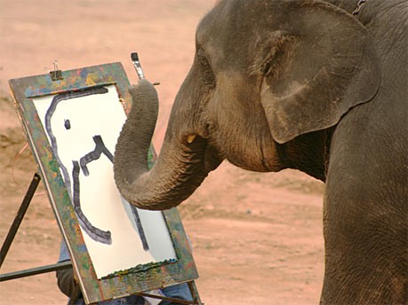 Zeichnender Elefant, elephantart.com