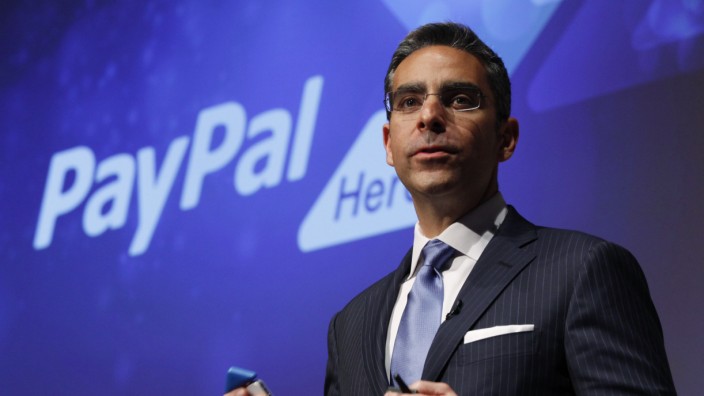 PayPal President David Marcus speaks during a news conference in Tokyo