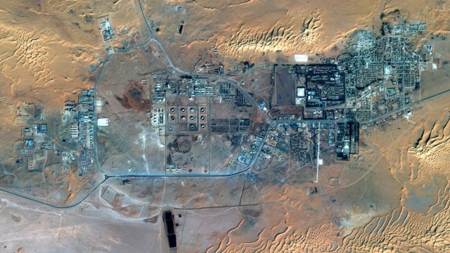 The town of In Amenas with a gas plant in Algeria is seen in this image taken by the SPOT 6 satellite, build and operated by Astrium