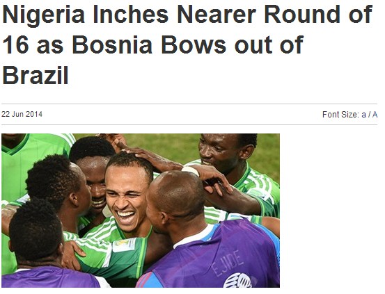 Screenshot, Pressestimmen, This Day, Nigeria, Bosnien