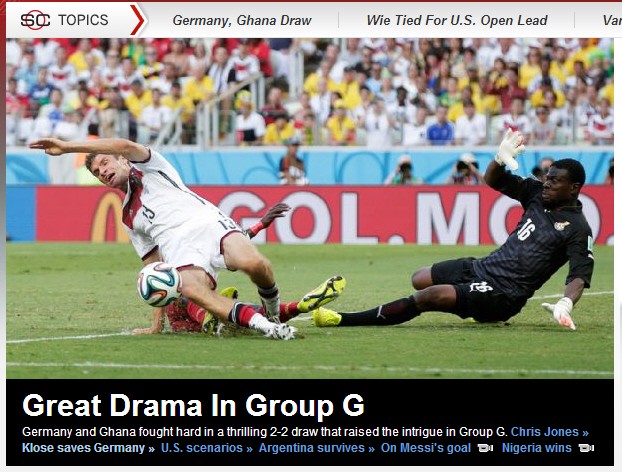 Screenshot, Pressestimmen, ESPN, Deutschland, Ghana