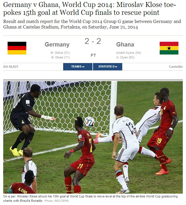 Screenshot, Pressestimmen, Daily Telegraph, Deutschland, Ghana