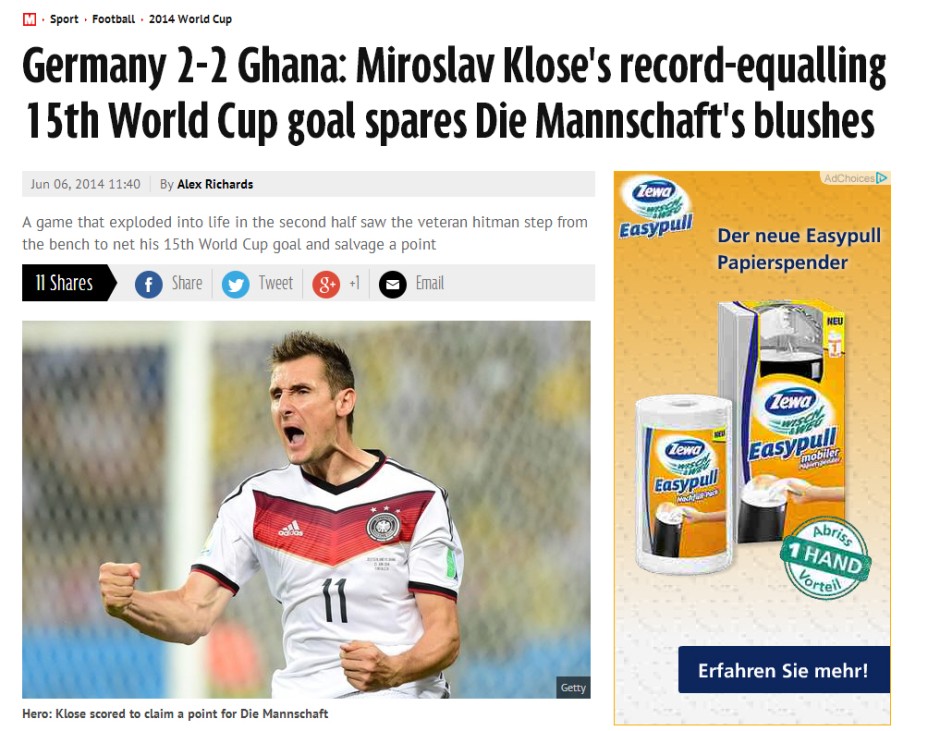 Screenshot, Pressestimmen, Daily Mirror, Deutschland, Ghana