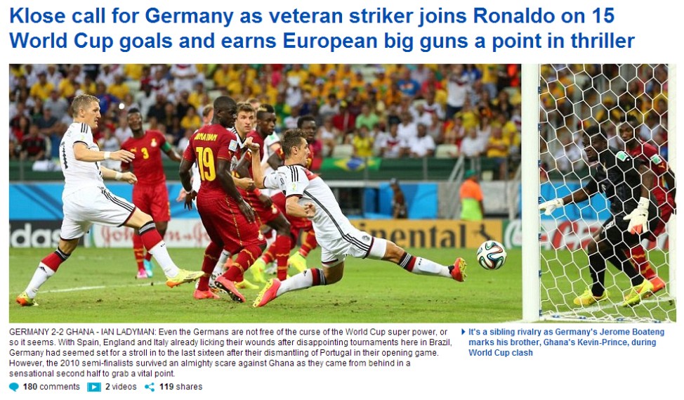 Screenshot, Pressestimmen, Daily Mail, Deutschland, Ghana