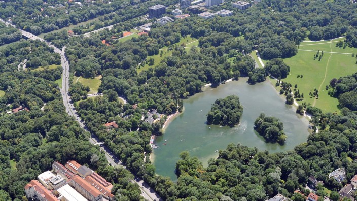 Luftbild vom Englischen Garten in München, 2013
