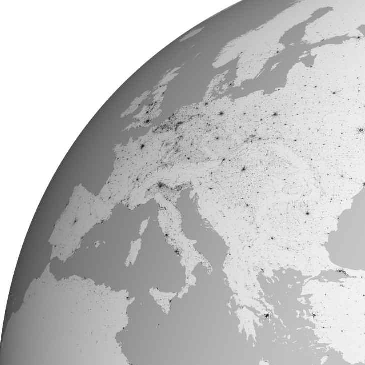Städte im Blick von Radarsatelliten: Europa auf dem Globus