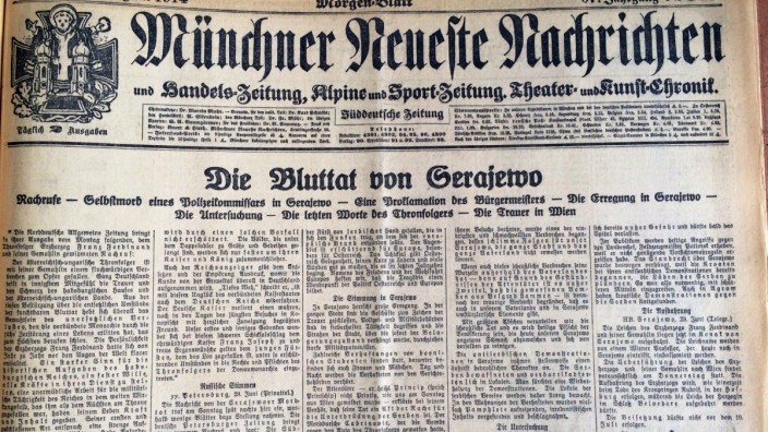 Titelseite der Münchner Neuesten Nachrichten vom 30. Juni 1914
