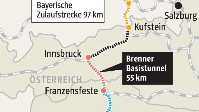 Zulauf zum Brennerbasistunnel: Zulauf zum Brennerbasistunnel: Die Bahn will die vorhandene Trasse für mehr als 300 Züge pro Tag ausbauen.