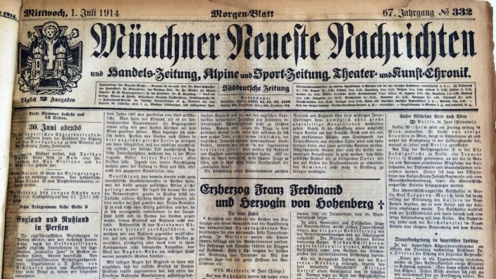 Titelseite der Münchner Neuesten Nachrichten vom 1. Juli 1914