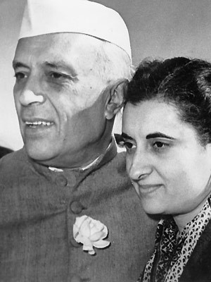 Indira Gandhi mit Vater Jawaharlal Nehru