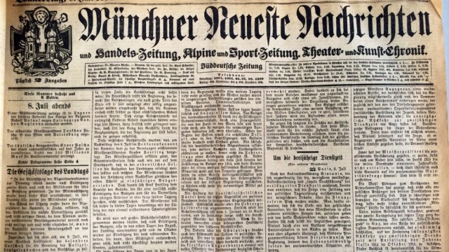 Titelseite der Münchner Neuesten Nachrichten vom 9. Juli 1914