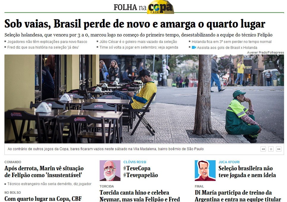 Pressestimmen, Screenshot, Brasilien, Niederlande, Folha de S. Paulo