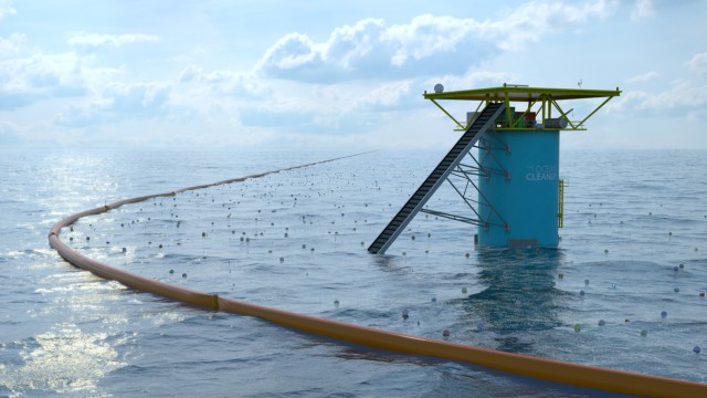 The Ocean Cleanup-Plattform im Meer