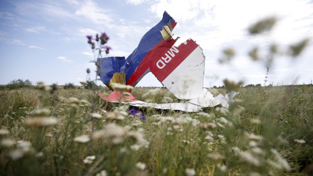 A part of the wreckage of Malaysia Airlines Flight MH17 is seen at its crash site, near the village of Hrabove, Donetsk region