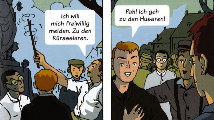 Zeitgeschichtlicher Comic: Illustrationen aus Alexander Hogh und Jörg Mailliet: Tagebuch 14/18