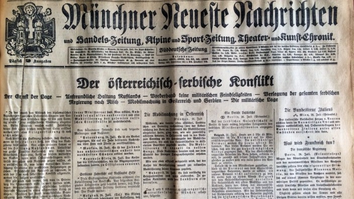 Titelseite der Münchner Neuesten Nachrichten vom 27. Juli 1914