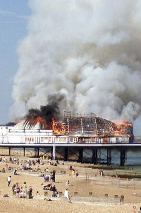 Fire and smoke engulf part of the pier in Eastbourne