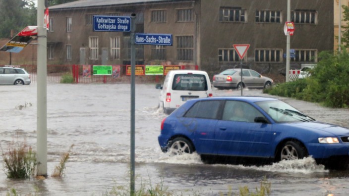 Starke Regenfälle in Cottbus
