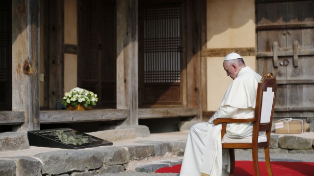 Papstreise in Südkorea: Papst Franziskus in Solmoe, der Geburtsstätte des Katholizismus in Südkorea.
