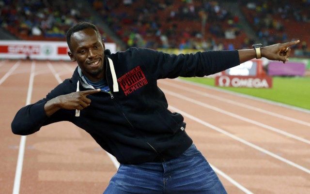 Bolt of Jamaica poses during the European Athletics Championships at the Letzigrund Stadium in Zurich