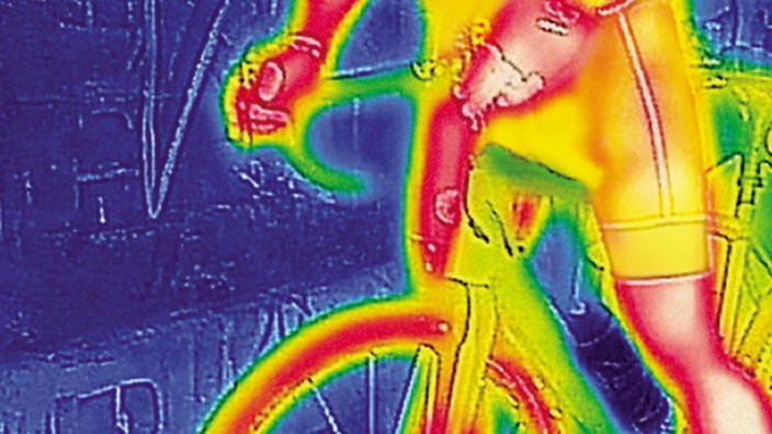 Wärmekamera: Infrarotaufnahme eines Fahrradfahrers