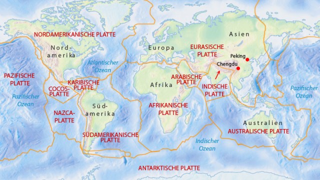 Naturkatastrophen: Die Indische Platte bewegt sich in Richtung Norden und kollidiert mit der Eurasischen Platte.