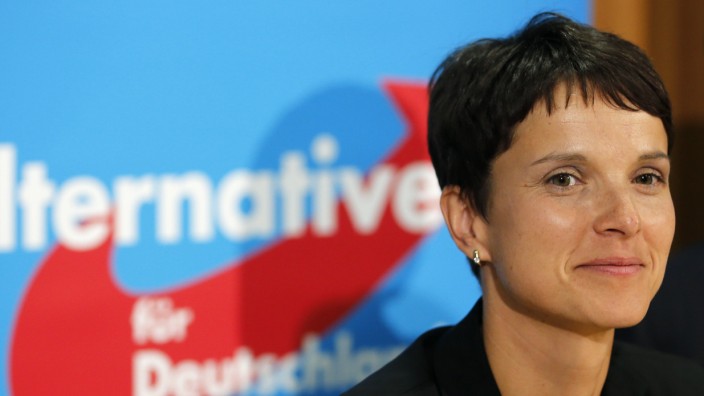 Frauke Petry, top-candidate of the Alternative for Germany (AfD) party in the Saxony state election, attends a news conference in Berlin
