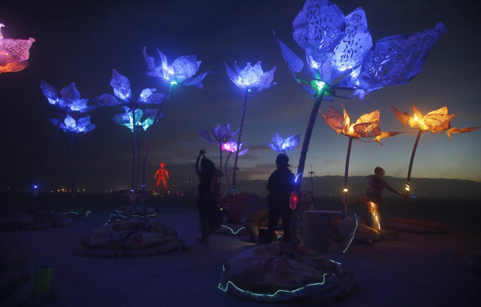 The art installation Pulse & Bloom is seen at nigth during the Burning Man 2014 'Caravansary' arts and music festival in the Black Rock Desert of Nevada