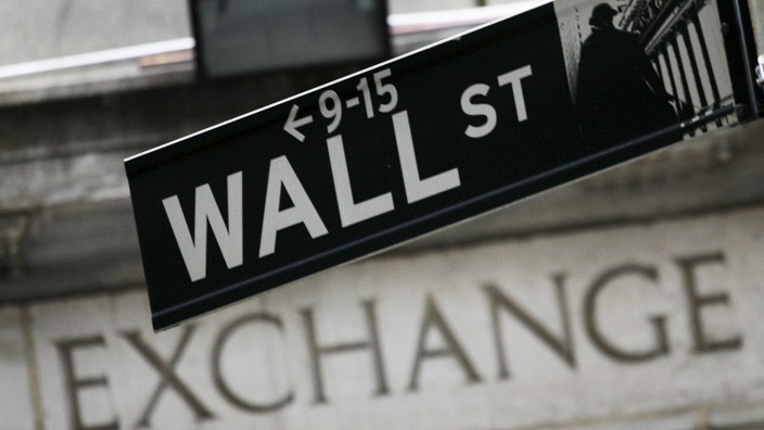 Börse in New York: Ein Straßenschild vor der New Yorker Börse.