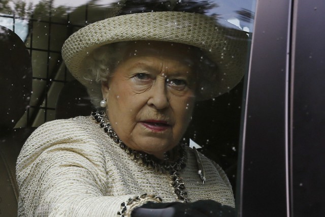 Britain's Queen Elizabeth leaves the annual Braemar Highland Gathering in Braemar, Scotland