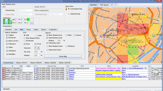 Polizei-Software zur Vorhersage von Verbrechen: Screenshot aus dem Programm Precobs, das in München und Nürnberg getestet wird.