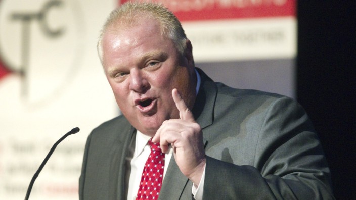 Toronto Mayor Ford participates in a mayoral debate hosted by the Canadian Tamil Congress in Scarborough
