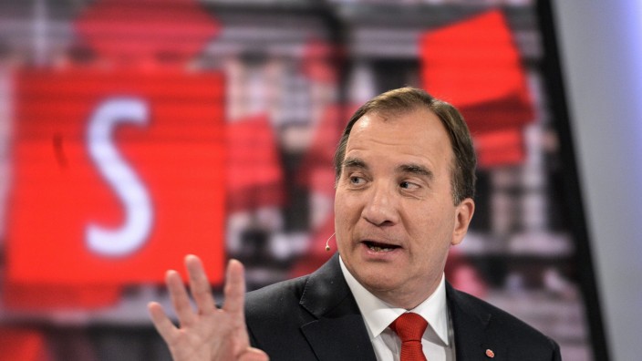 Schweden vor der Wahl: Die Umfragen sprechen dafür, dass in Schweden bald wieder ein Sozialdemokrat regiert: Herausforderer Stefan Löfven bei einer Debatte im Schwedsichen Fernsehen.