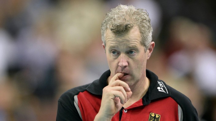 Germany's coach Heynen reacts during their semifinal match against Poland at the FIVB Volleyball Men's World Championship Poland 2014 at Spodek Arena in Katowice