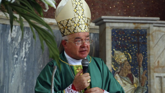 File photo of Vatican Ambassador to Dominican Republic Archbishop Jozef Wesolowski, offering mass in Santo Domingo