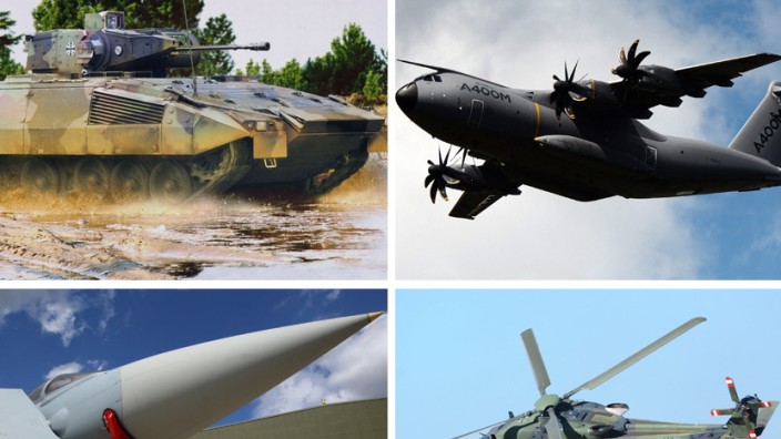 Studie zur Bundeswehr: Vier zentrale Rüstungsprojekte: Der Schützenpanzer "Puma", der Airbus "A400M", der Eurofighter und der Hubschrauber "NH-90".