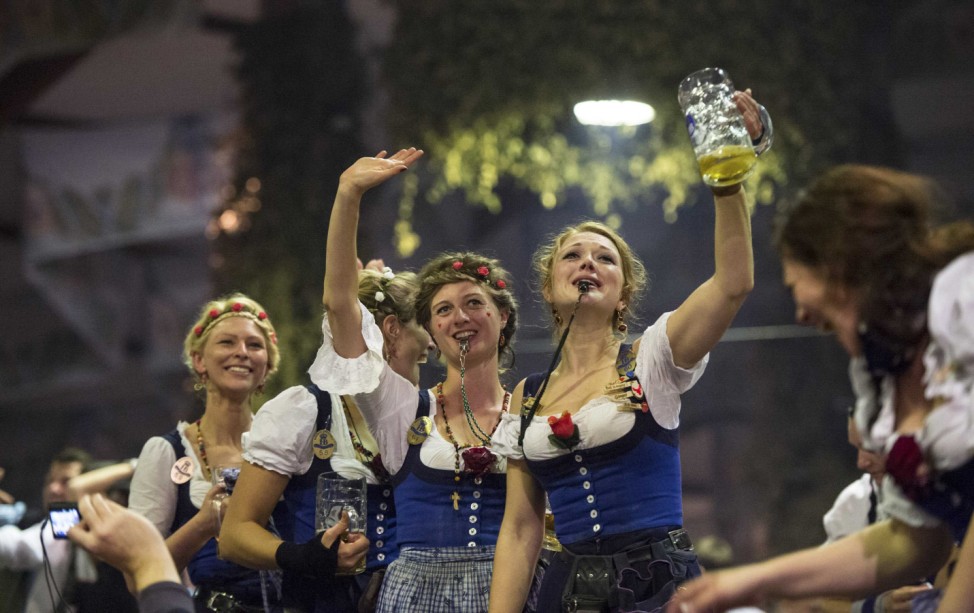 Oktoberfest waitresses celebrates the end of the world's biggest beer festival in Munich