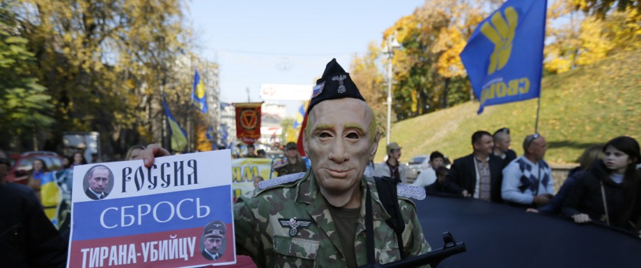 Krieg in der Ukraine: Anti-Putin-Proteste rechter Parteien in der ukrainischen Hauptstadt Kiew.
