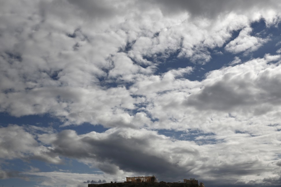 Acropolis hill is seen on a cloudy day in Athens