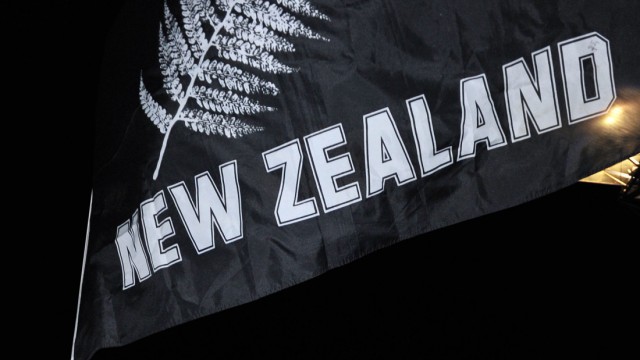 Silberfarn-Flagge der 'All Blacks' aus Neuseeland