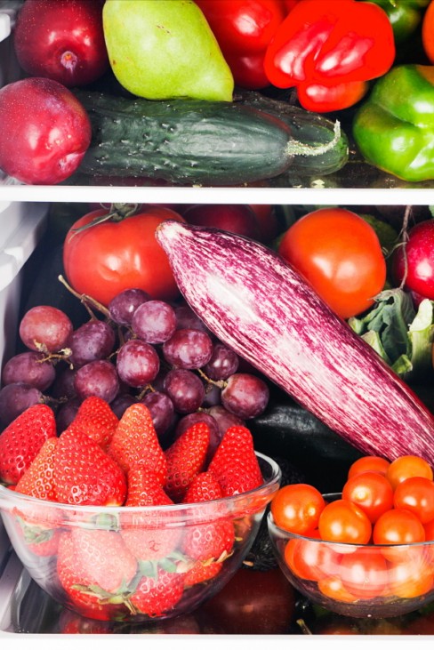 Fruits and vegetables inside refrigerator