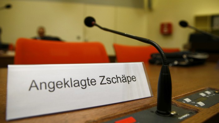 Picture shows an empty chair of defendant Zschaepe at a courtroom in Munich