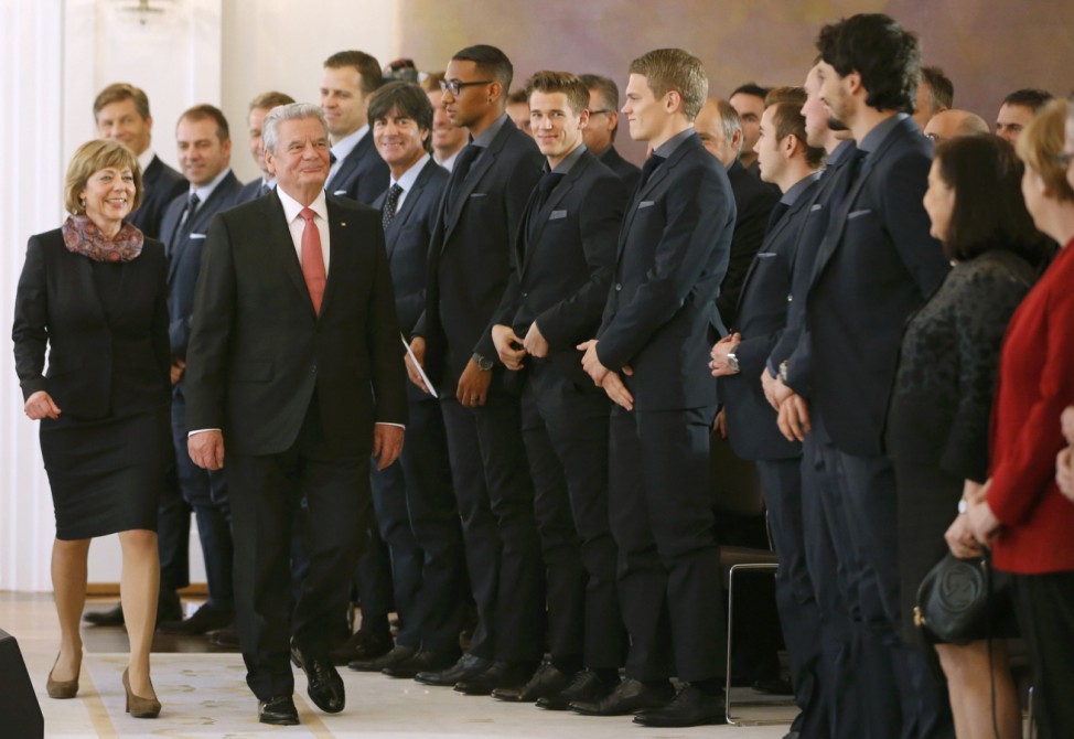 German President Gauck arrives to award Silver Bay Laurel Leaf to German national soccer team in Berlin