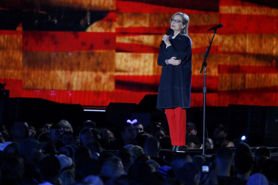 Actress Meryl Streep speaks on stage during the Concert for Valor on the National Mall on Veterans' Day in Washington