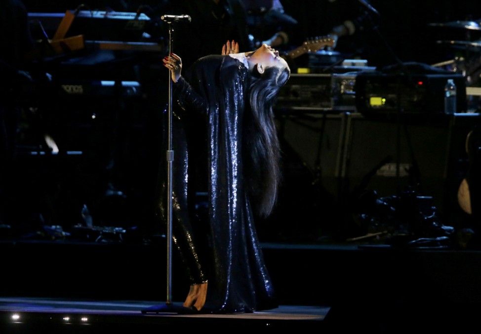 Singer Rihanna performs during The Concert for Valor on the National Mall on Veterans' Day in Washington